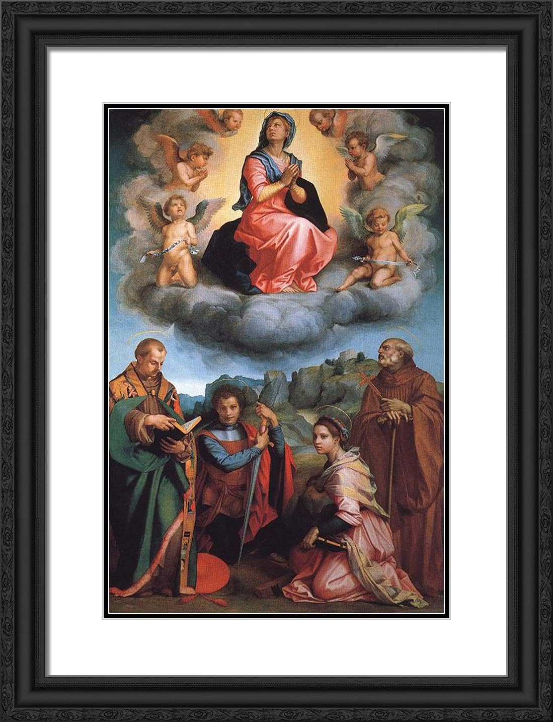 ArtDirect Del Sarto, Andrea 19x24 Black Ornate Framed Art Print with Double Matting Titled: Virgin with Four Saints