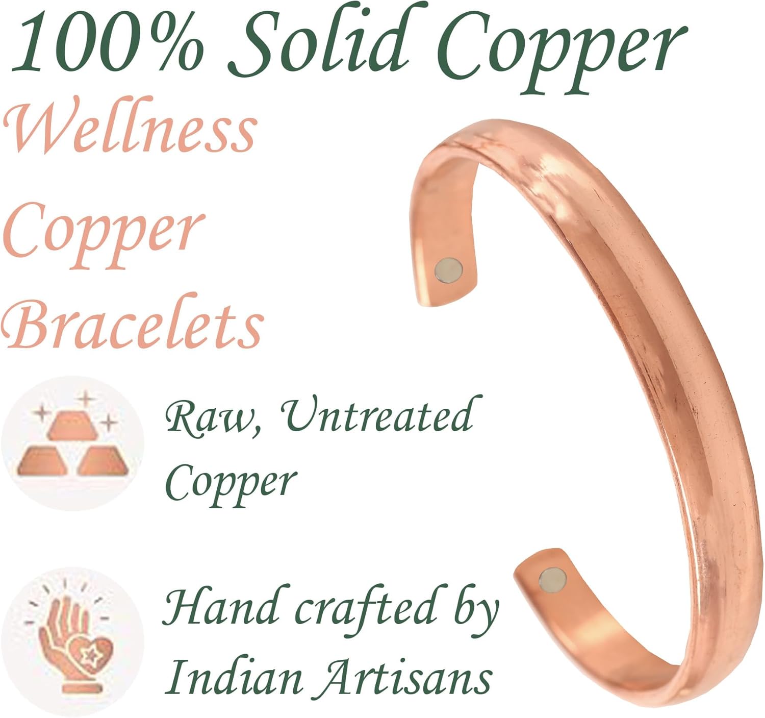 Touchstone Copper bracelet Tibetan style. Hand forged with solid and high gauge pure copper. Elegant minimalistic design. - Image 2