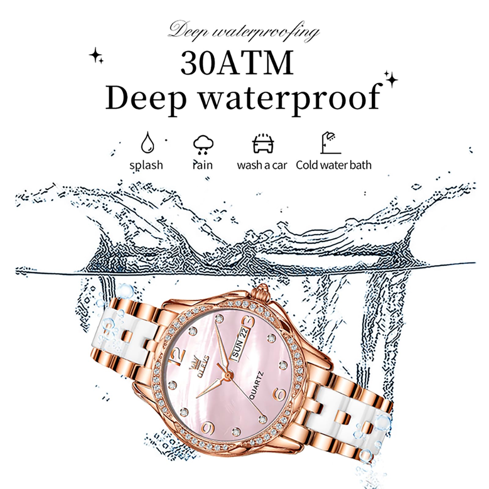 OLEVS Orologio da donna al quarzo in acciaio inossidabile con cinturino argento impermeabile 30 m luminoso cronografo quadrante multifunzione