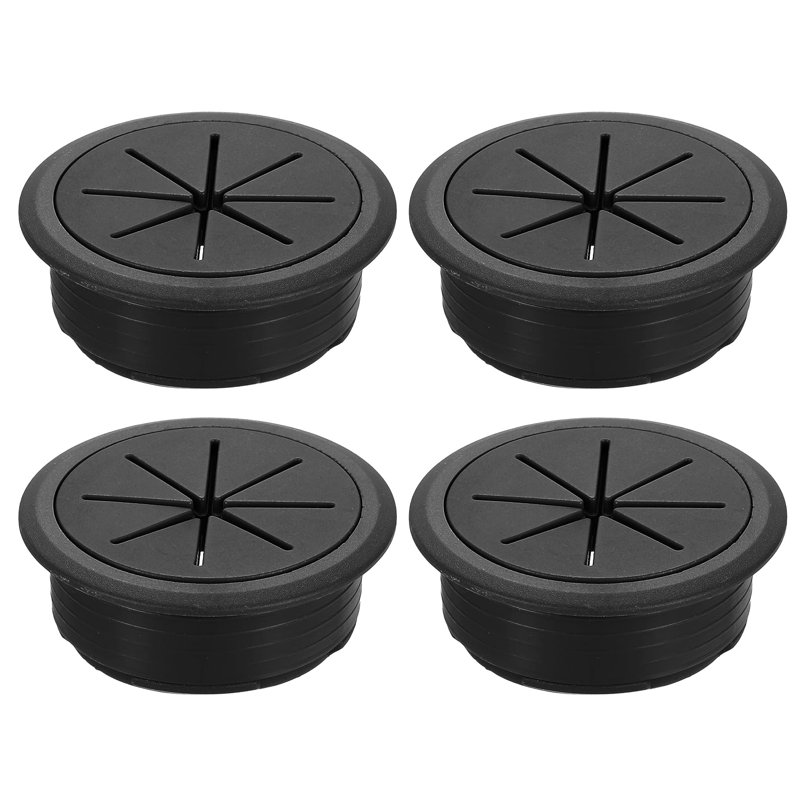 uxcell 4 Pcs Desk Grommet, 1.97 inch 50mm Desk Cable Hole Cover Wire Hole Insert for Home Office Table Cabinet Cord Organizer, Black
