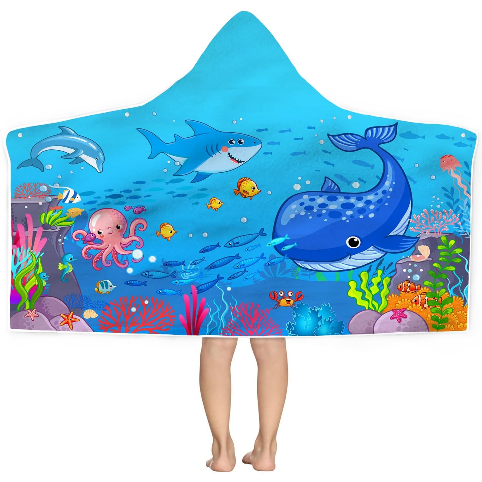 Bonsai Tree Blue Sea World - Toalla de playa con capucha para niños, bonita toalla de baño con capucha, microfibra súper absorbente, suave, poncho para piscina, 30 x 50 pulgadas