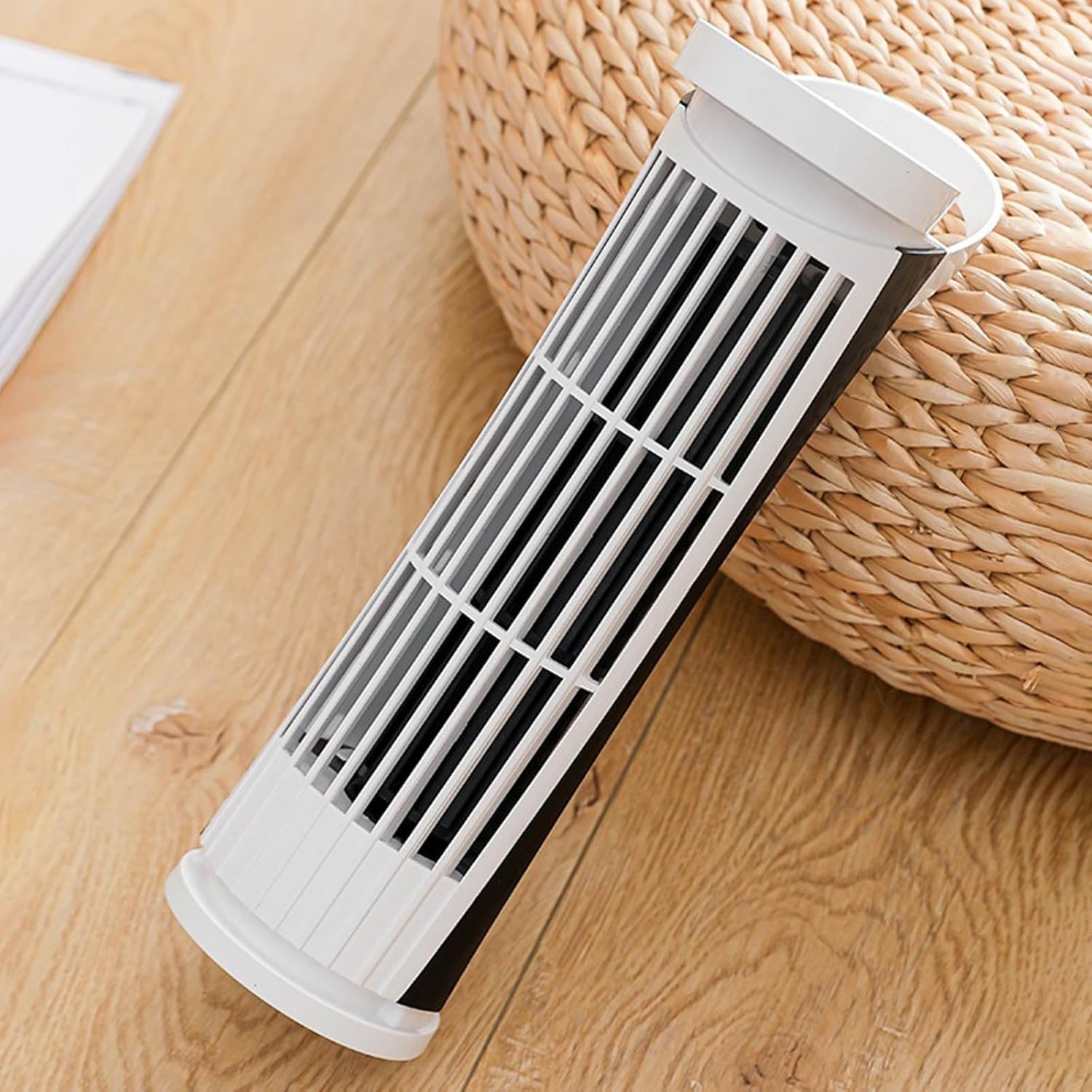 USB Powered Desk Fan Lightweight and Quiet Bladeless Tower Fan with LED Light Cooling Gadget for Office and Home Use Student Room Fan