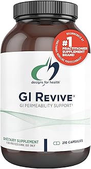 Designs for Health GI Revive - Slippery Elm Gut Health Support with Licorice Root, L-Glutamine + Zinc Carnosine - MSM, Marshmallow Root Powder + Okra Extract (210 Capsules)