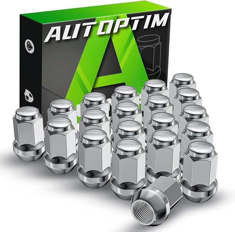 AUTOPTIM M12x1.5 Lug Nuts - 20 Pcs Chrome for Dodge Chevy Aftermarket Wheel | Replacement for 2008-2024 Journey, 1987-2020 Grand Caravan, 2005-2009/2018-2025 Equinox, 1997-2012/2016-2025 Chevy Malibu