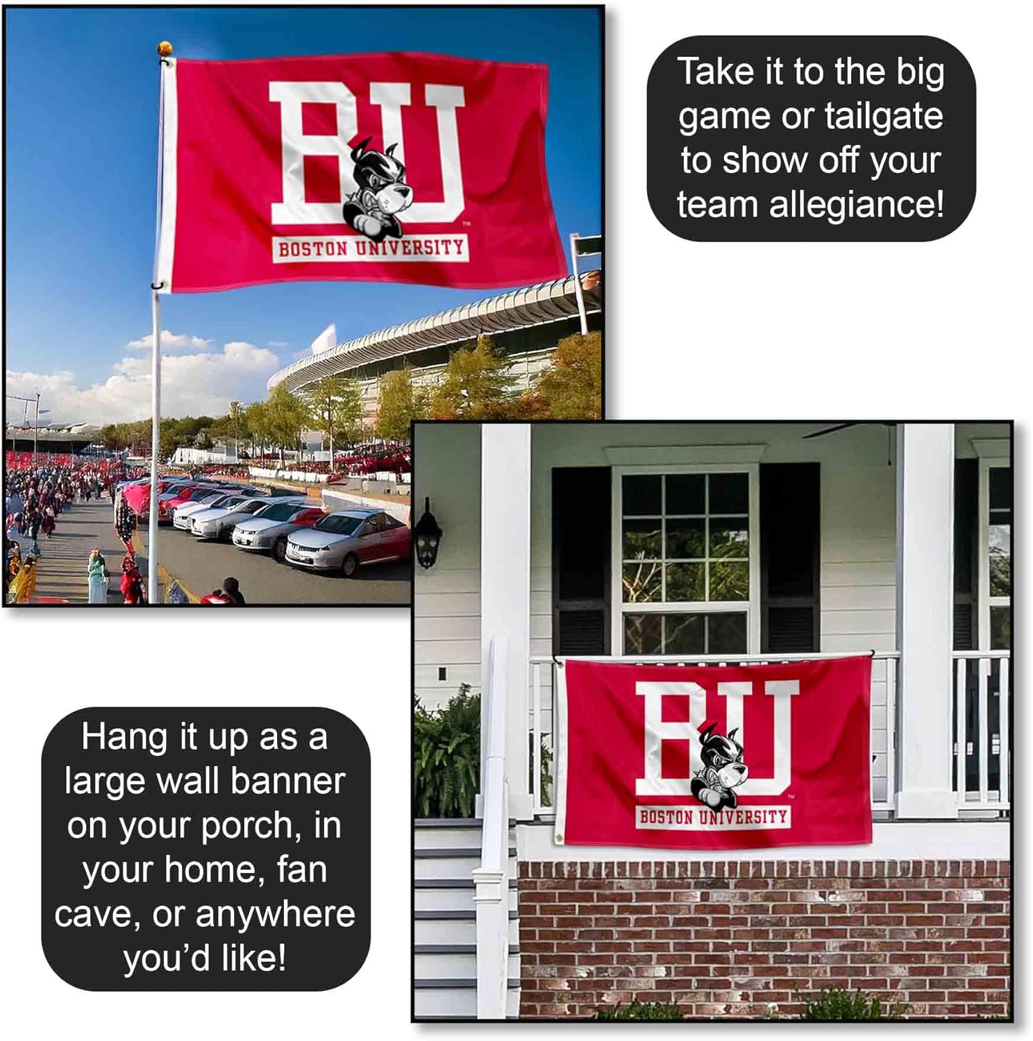 College Flags & Banners Co. BU Boston Terriers University Large College Flag - Image 4