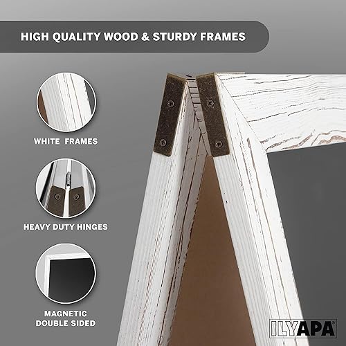 Miniatura 3 de Ilyapa Letrero de pizarra con marco en A, 58 x 27 pulgadas, letrero de sándwich plegable de pie, pantalla de menú blanco para restaurante, negocios