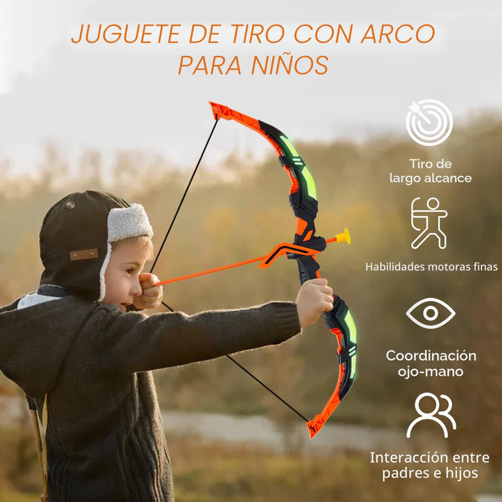 RedCrab Arco y Flecha para Niños con Luces LED, Juego de Juguetes de Arco y Flecha con 10 Ventosa Flechas, 1 Arco, 1 Estante de Flecha y Carcaj, Juego de Interiores y Exteriores para Niños