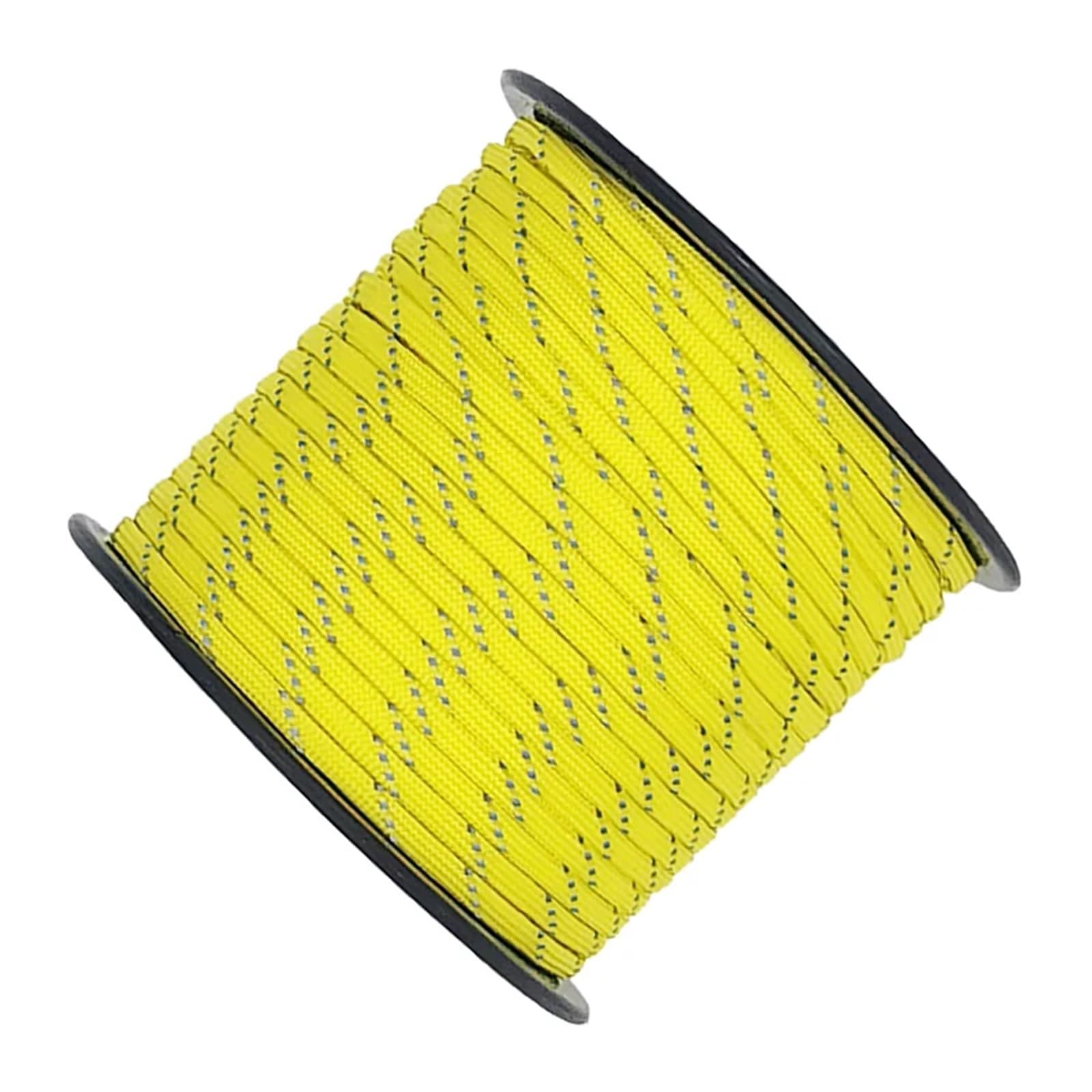 Paracorde Cuerda Paracord 50/100m Multifuncional 7 núcleos Reflectante 550 4 mm Cuerda de paracaídas for Acampar al Aire Libre Rescate(Yellow,100M)