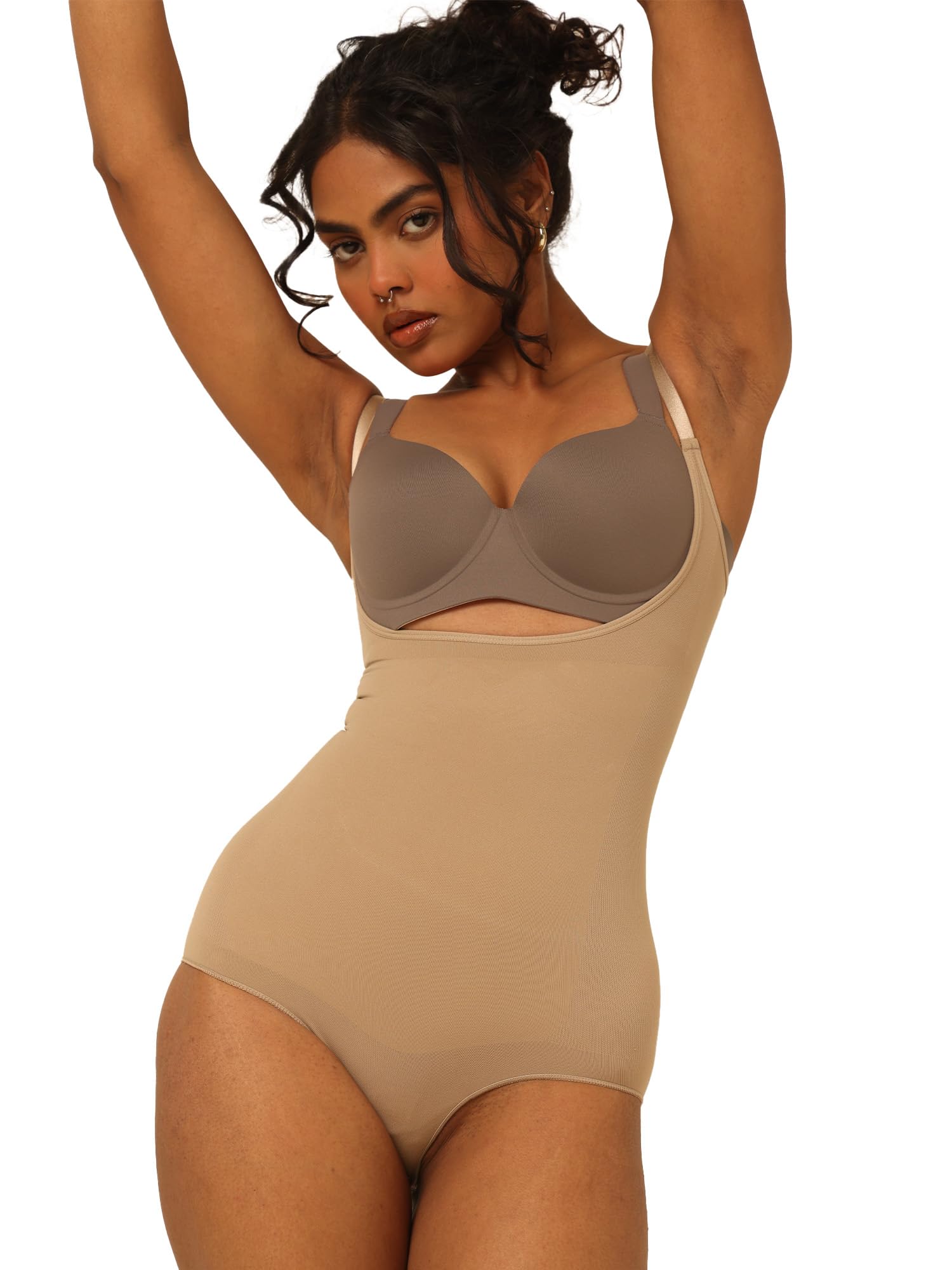 Bodysuit for Women | All-Day Comfort, Tummy Control & Invisible Under Clothes | Waist, Tummy & Thigh Shaping, Seamless Contour Fit | Mocha-image-29