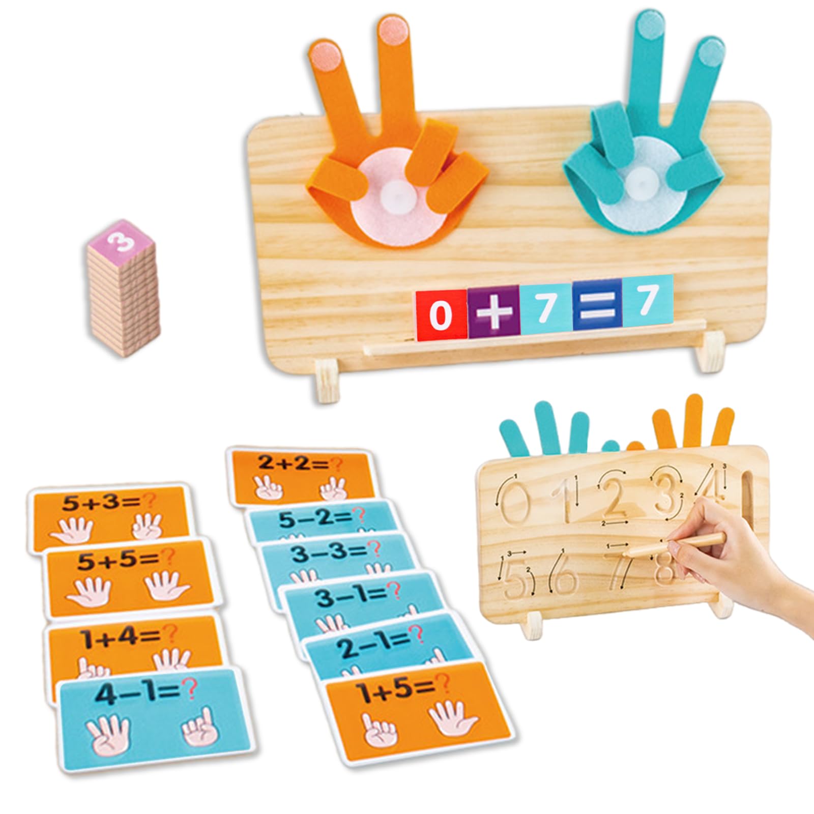 1 Set Wooden Math Learning Toys,Montessori Educational Toy for 2-6 Year Old Kids' Arithmetic Skill Development