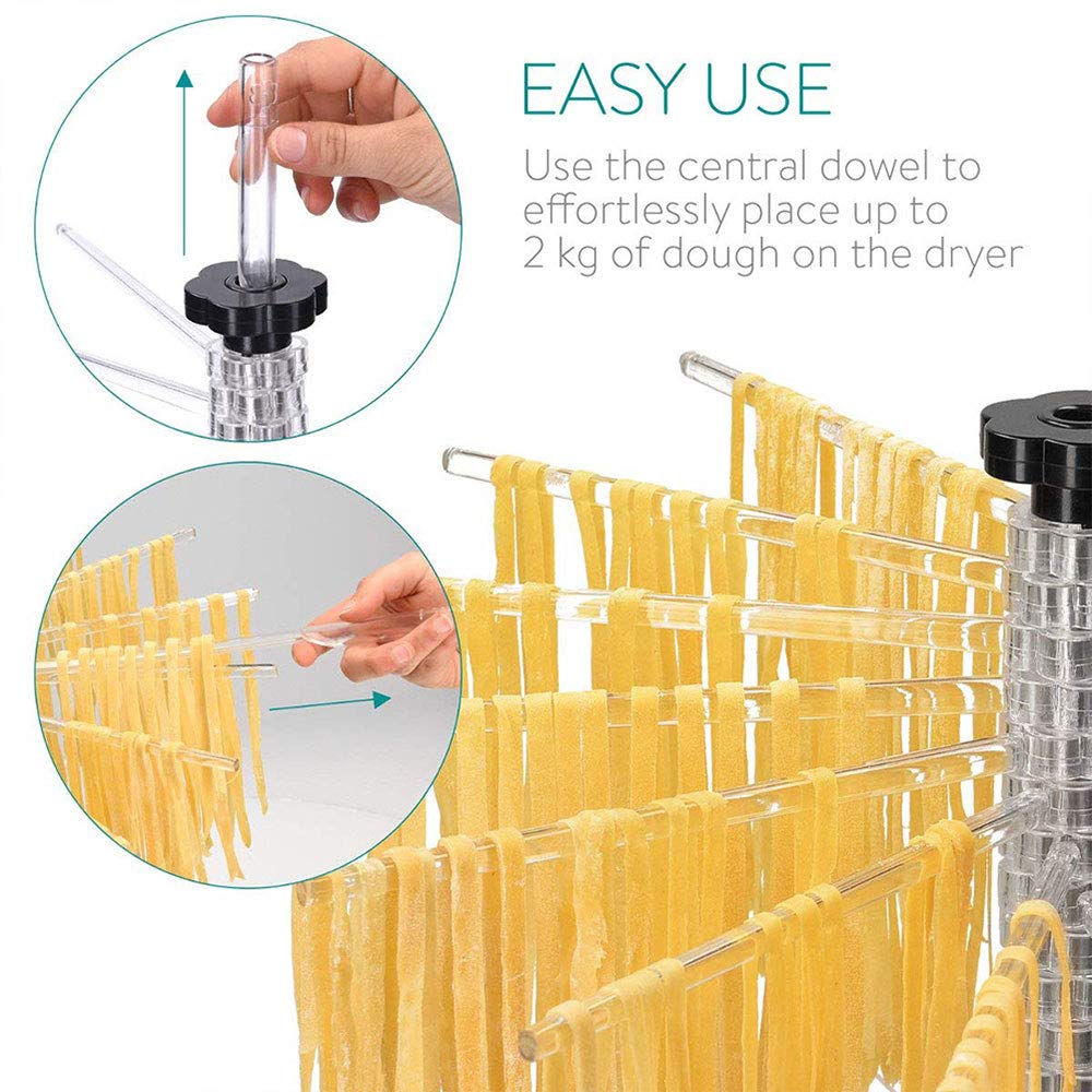 tooloflife Séchoir à pâtes fraîches, support de séchage de pâtes pliable avec 16 bras pour spaghetti, etc