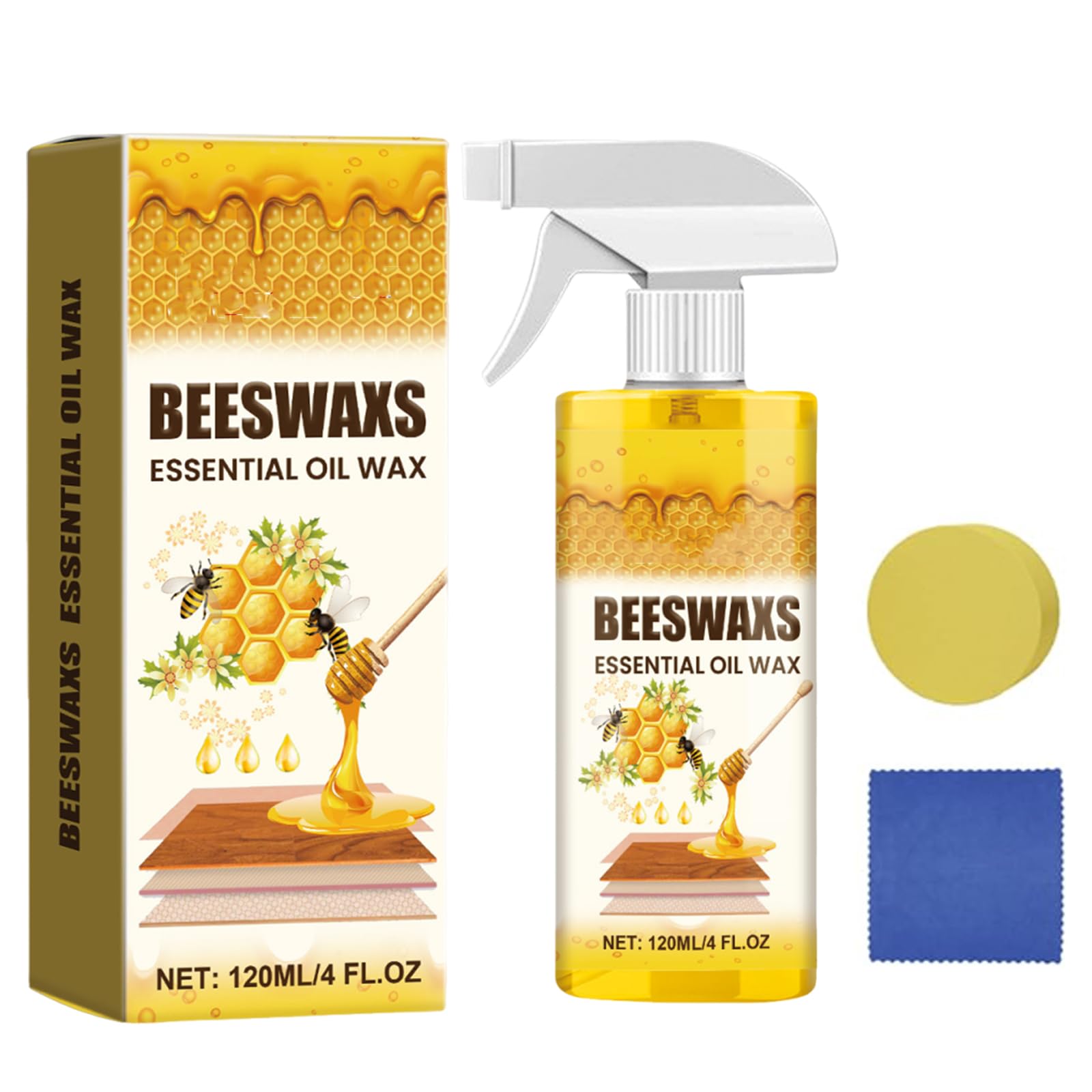 Quatrel Beeswax Wood Polish Spray,Beeswax Essential Oil Wax,Bee S Wax Polish And Cleaner,Natural Wood Polish Spray For Living Rooms,Kitchens,Wood Furniture Floors (2PCS) — view 8
