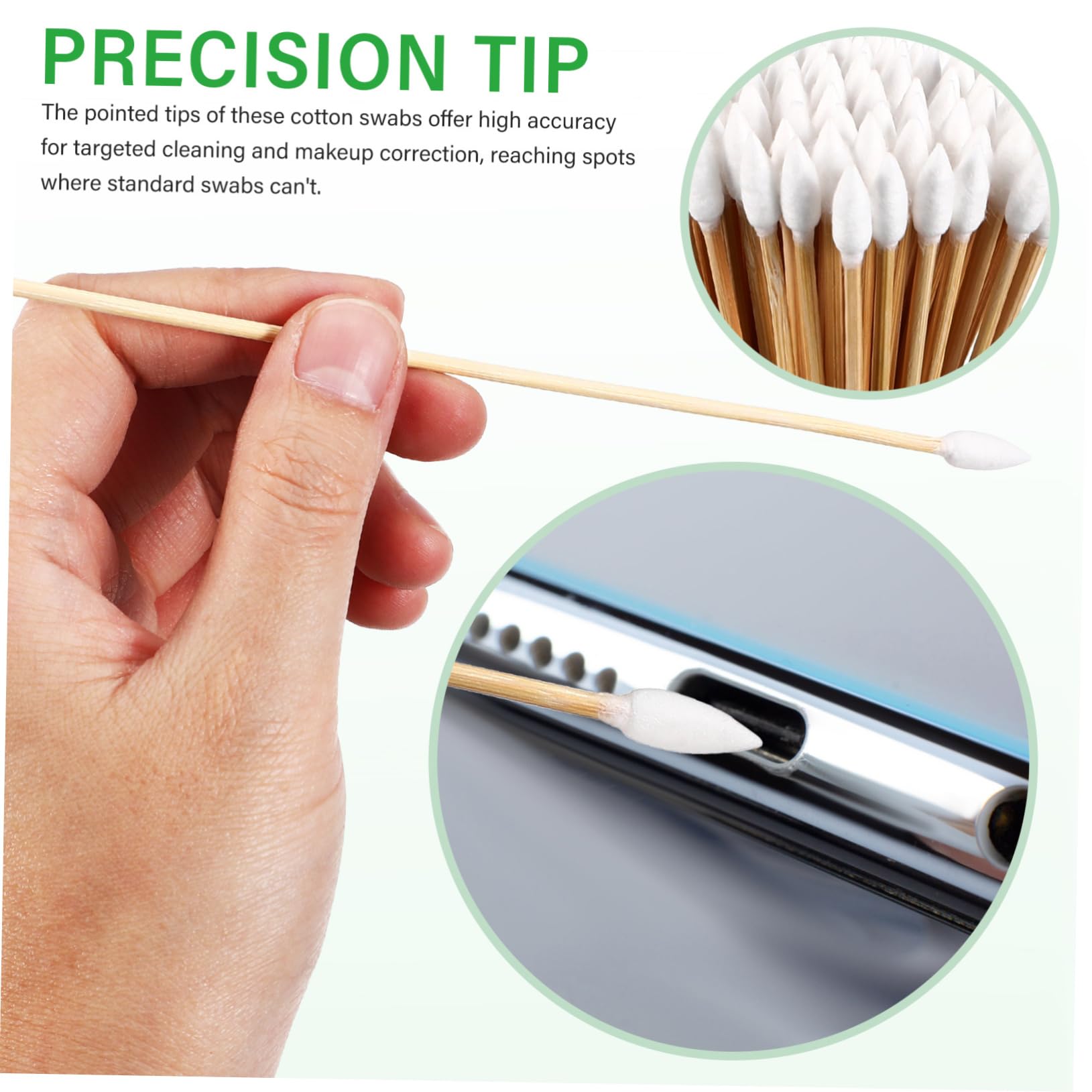 BESTYASH 3 Set Tampone Per Il Trucco Degli Occhi Individualmente Batuffolo Di Cotone Cerume Bastoncini Applicatori Per Il Trucco Tamponi Ombelicali Di Legno Khaki 500 Pezzi*3