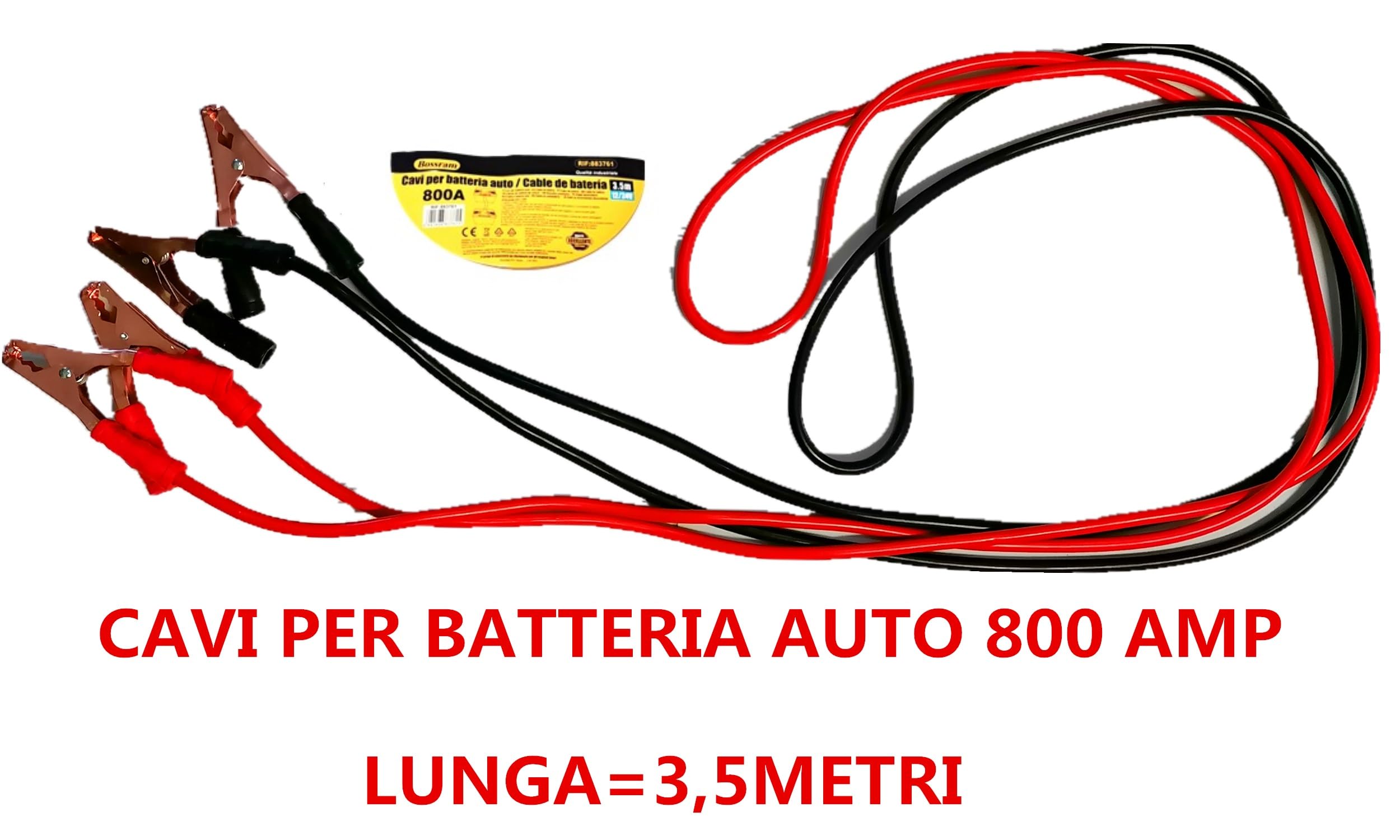 Cavi per Batteria Auto 800AMP -3.5 Mt, Cavi di Avviamento per Batteria, Cavi di Collegamento 3,5 Metri