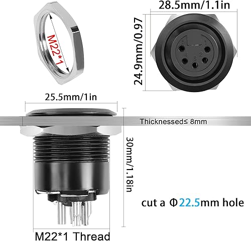 Miniatura 6 de QIANRENON Adaptador de soldadura de fijación con rosca XLR de 5 pines XLR hembra a terminal de soldadura, conector redondo de 5 polos XLR DMX Mount