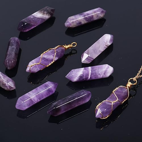 Miniatura 4 de 10 piedras hexagonales de cuarzo reiki de amatista natural al por mayor para hacer joyas