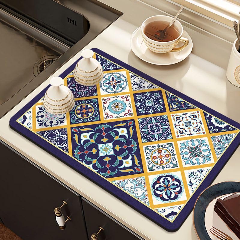 HomeCloud Dish Drying Mat for Kitchen Counter Hide Stain Super Absorbent, Non-Slip, Heat-Resistant, Great for Dishes,Rack Pad, Kitchen Counter, Coffee Maker, Coffee Item (40x50cm, Blue_1_BigBox) (B0D3LXVD85) Amazon Price History, Amazon Price Tracker