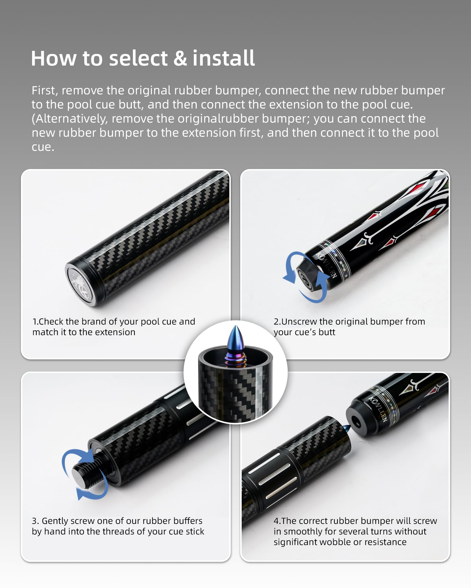 Amazon.co.jp: KONLLEN プールキューエクステンション バンパー3個付き