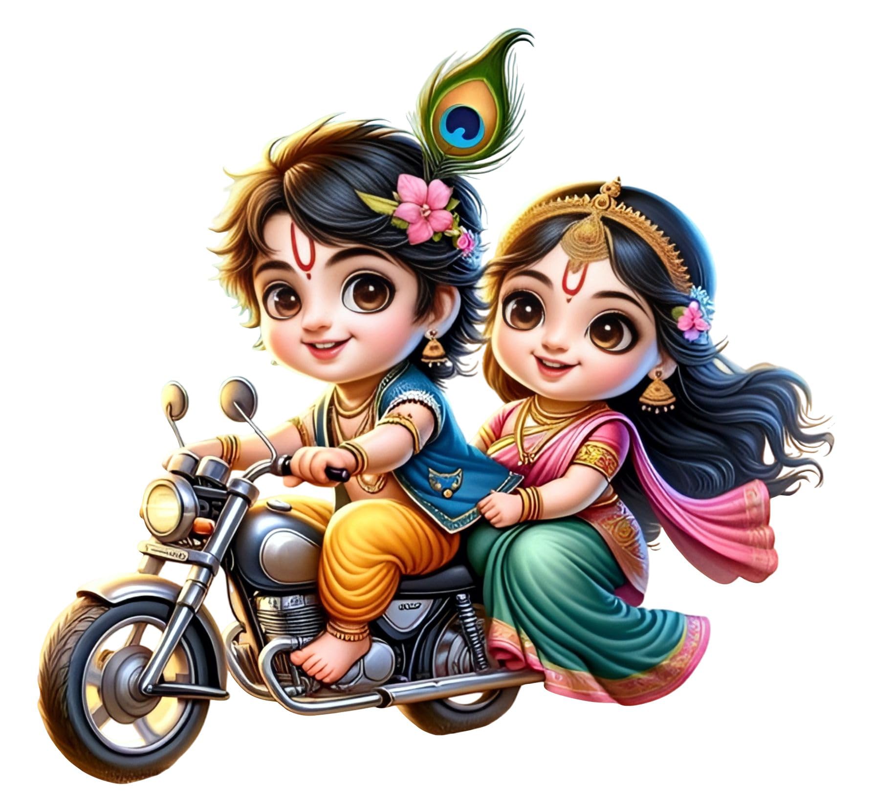 Krishna Sticker God Radhe Krishna on Bike Riding PVC Vinyl Wall Sticker for Kids Room Living Room Pooja Room (48x47x1 cm) Multiclolor Pack of -1 (B0CWVFYZWK) Amazon Price History, Amazon Price Tracker
