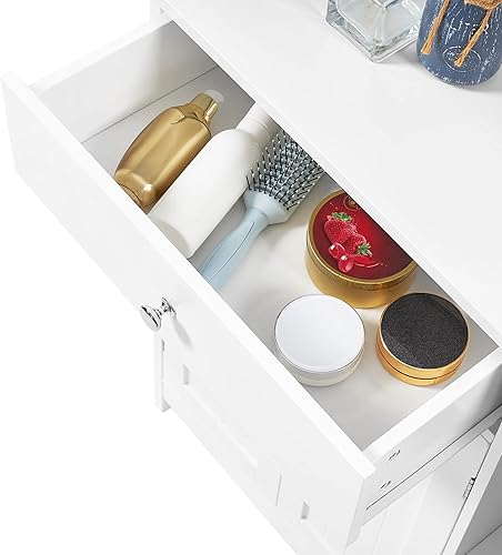 Miniatura 6 de Topeakmart Armario de baño independiente, armario de piso con cajón de almacenamiento y estantes espaciosos, organizador lateral de gabinete de