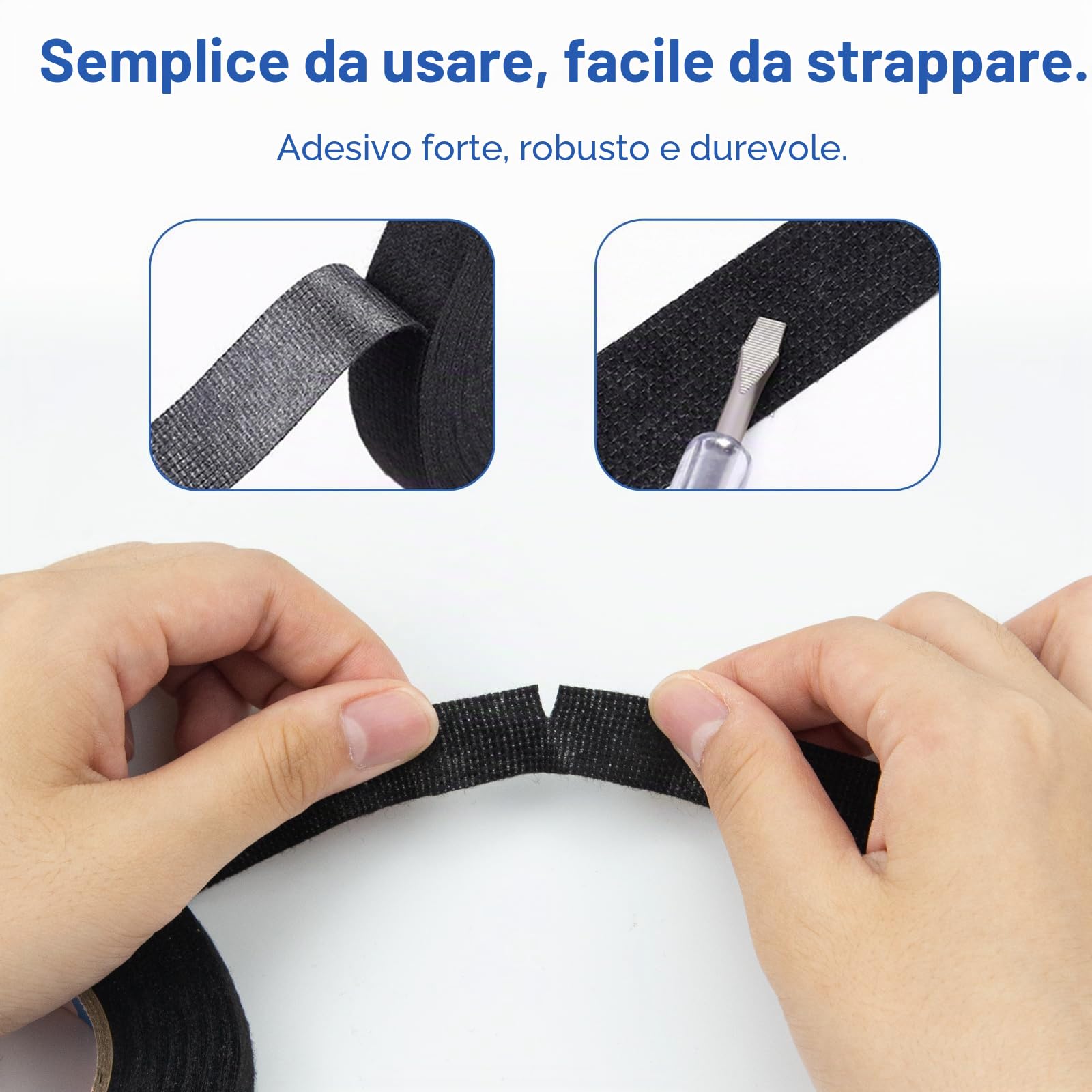 4 pezzi nastro in tessuto per auto nastro adesivo nastro isolante nero, Nastro in Industriale, Nastro Adesivo Telato Nero per Fili a Vista Auto, Moto e Cavi (19mm x 15m/15mm x 15m)