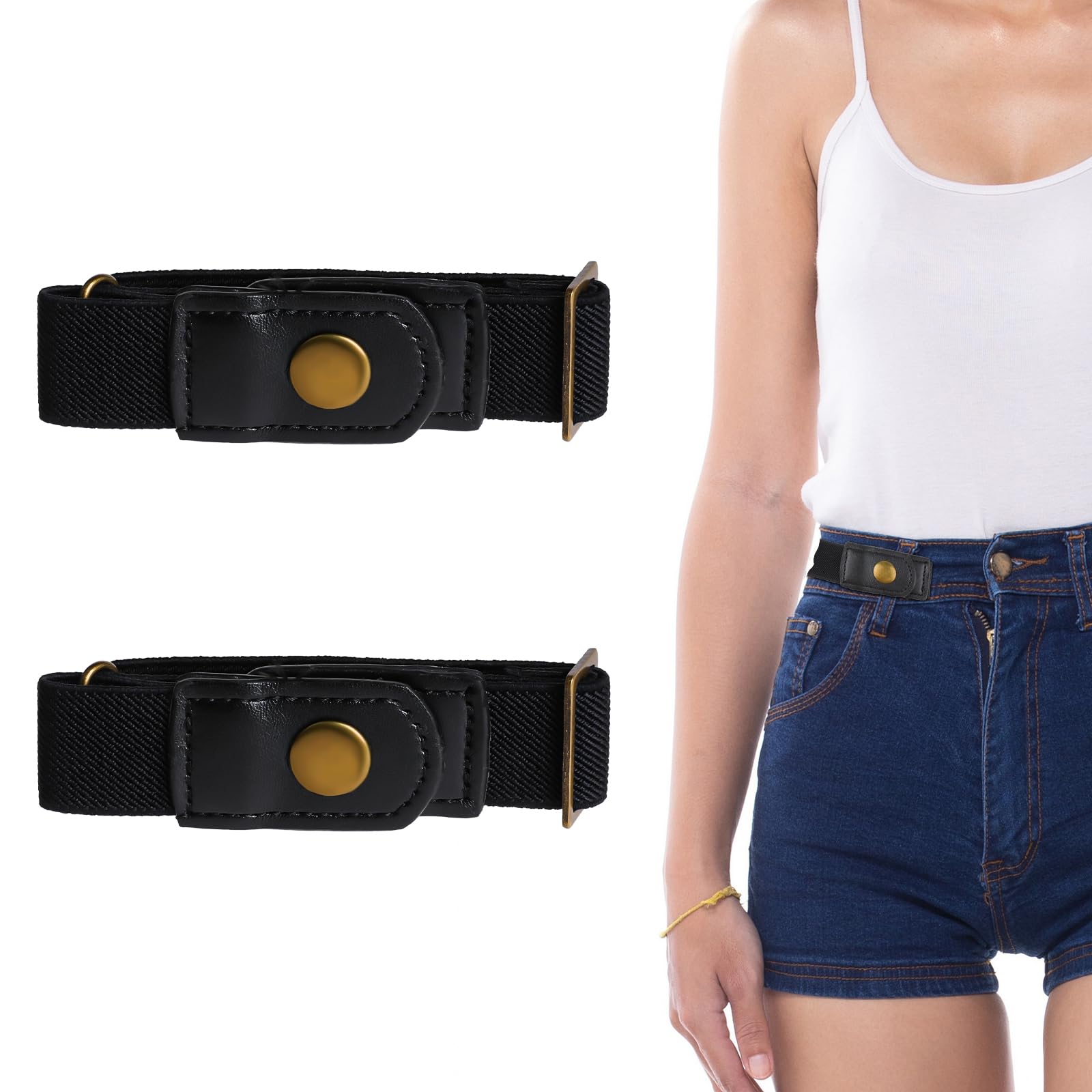 DIVINA VITAE No Buckle Belt Men Women Adjustable No Buckle Stretch Belt for Women Invisible Side Belt Buckle