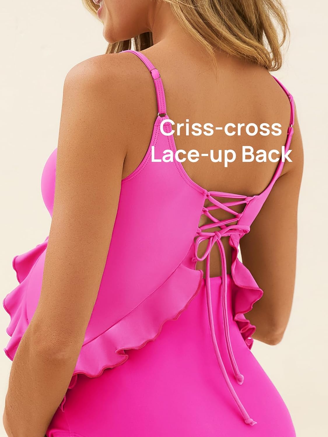 Summer Mae Maternity Swimsuit One Piece Ruffle Cutout Pregnancy Bathing Suit Lace Up Swimwear - Image 5