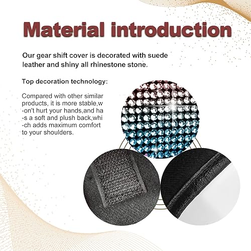 Miniatura 5 de Funda para pomo de palanca de cambios de automóvil, protector de piel sintética para palanca de cambios con accesorios interiores brillantes,