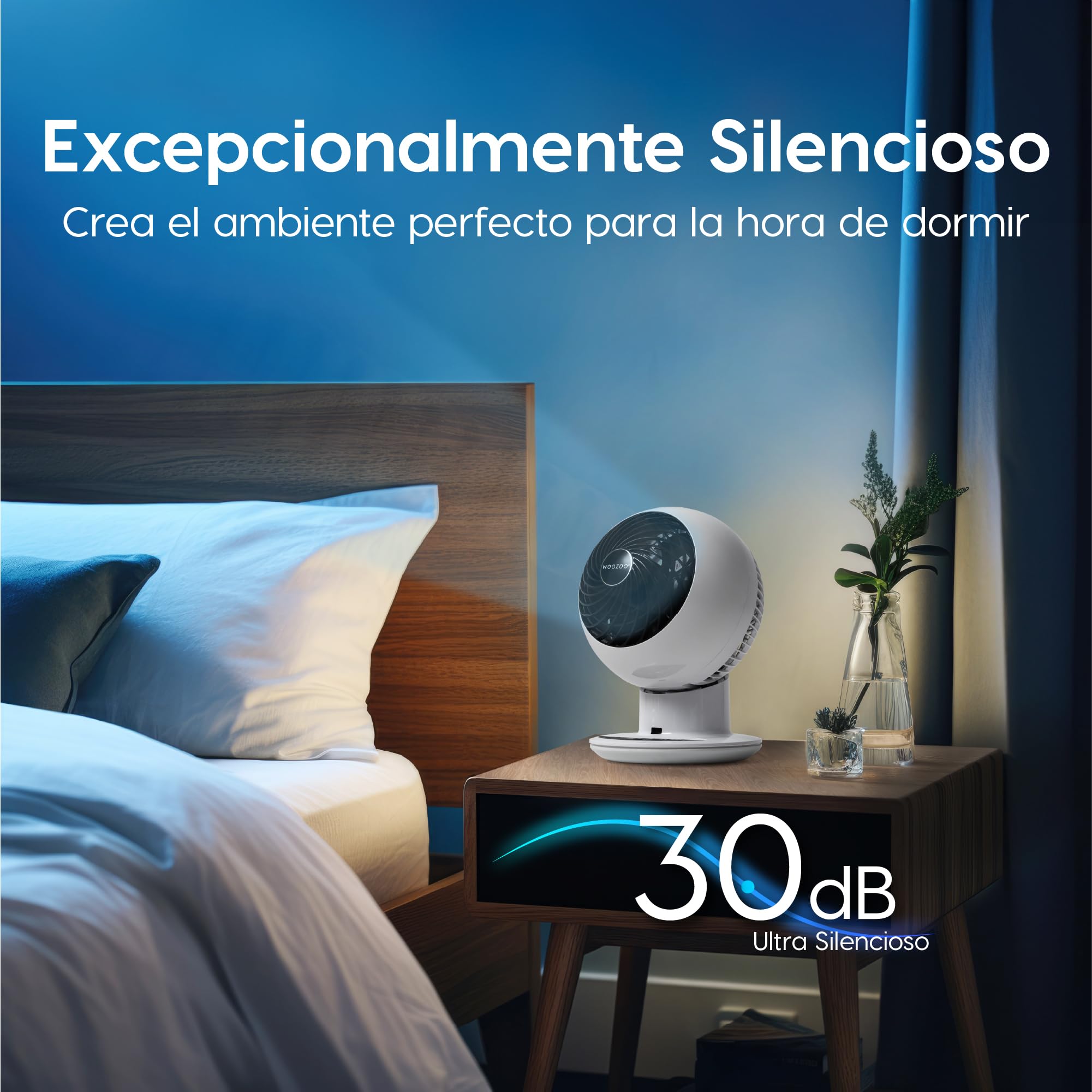 Iris Ohyama Woozoo, 30m², Ventilador de mesa, Blanco, 5 velocidades, Mando a distancia, Oscilación multidireccional, Silencioso, Potente, Escritorio, Portátil, Sobremesa, Fan, Ventoinha, PCF-SC15T