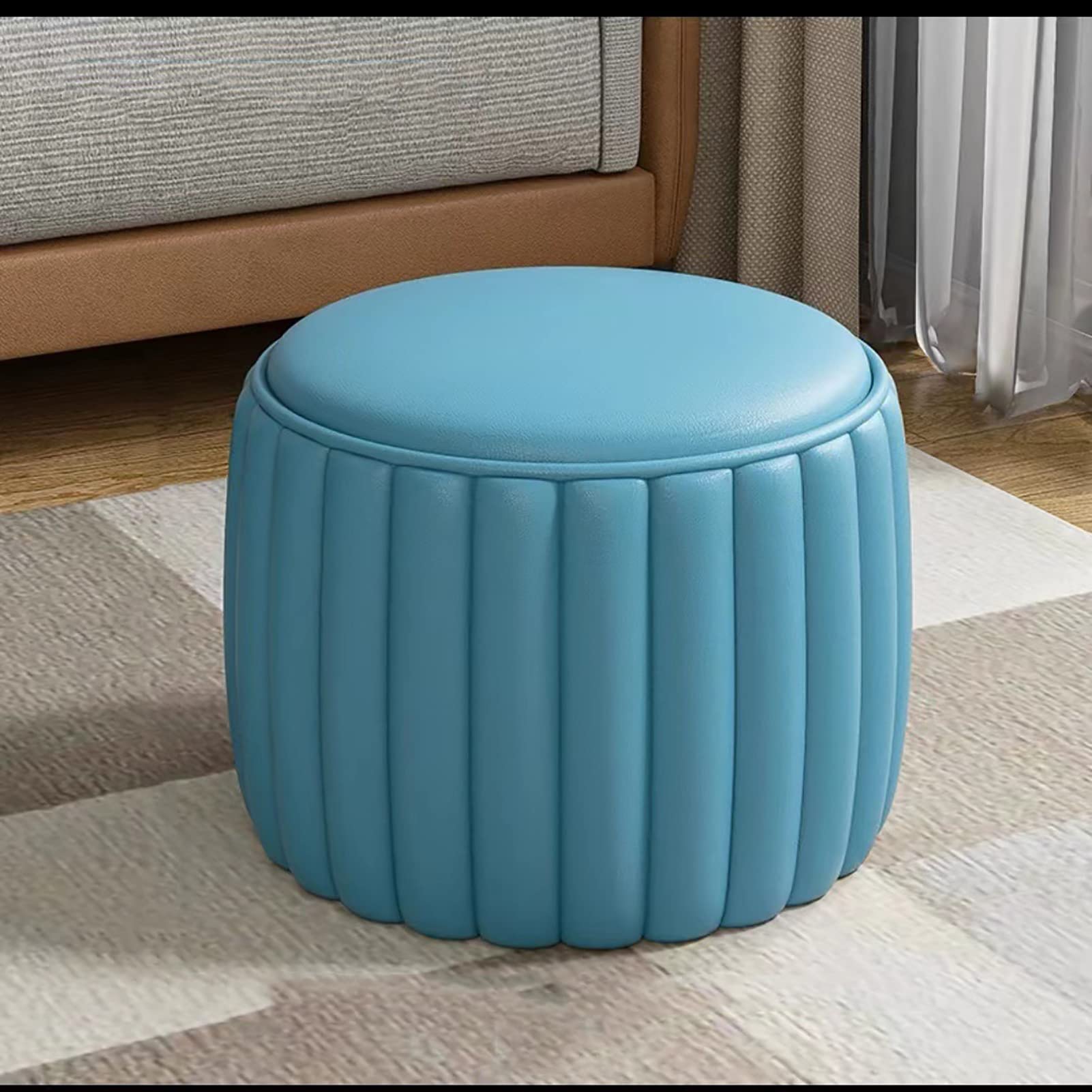 Repose-pieds en cuir PU ottoman tabouret rond rembourré meuble salon et chambre