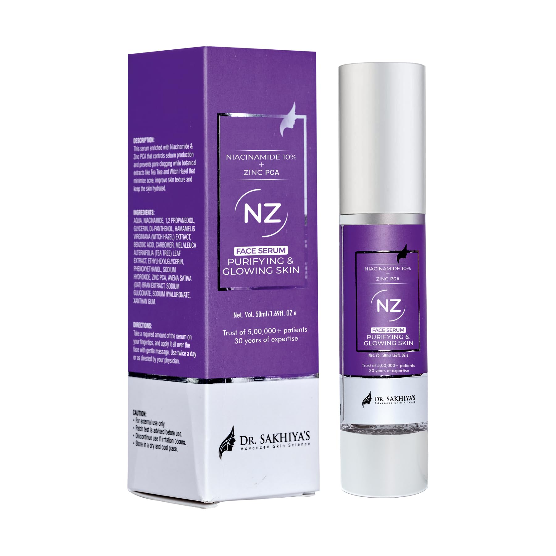 Dr. Sakhiya'S Advanced 10% Niacinamide Face Serum (50ml) Gel base serum/Moisturizes and Hydrates skin reduced acne marks/No Paraben, Sulphate, Mineral Oil