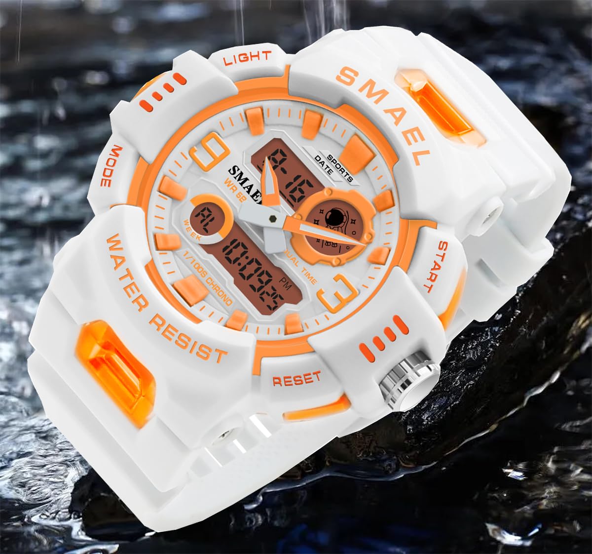 Reloj unisex analógico digital deportivo al aire libre, tácticas militares, multifunción, LED, electrónico, grande, impermeable, color caramelo, reloj de pulsera para estudiante