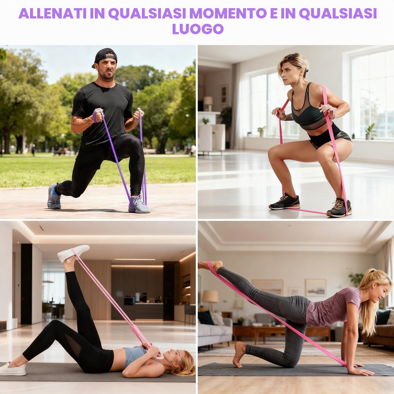 MonkeyTail Set di fasce di resistenza a 5 livelli (diverse intensità), per allenamento a casa, yoga, sollevamento pesi, trazioni, con ancoraggi migliorati e maniglie, borsa portatile, unisex