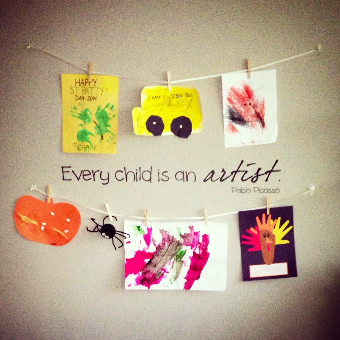 Every child is an artist Pablo Picasso Wall Decal, Play room wall Decal, Art room wall decal