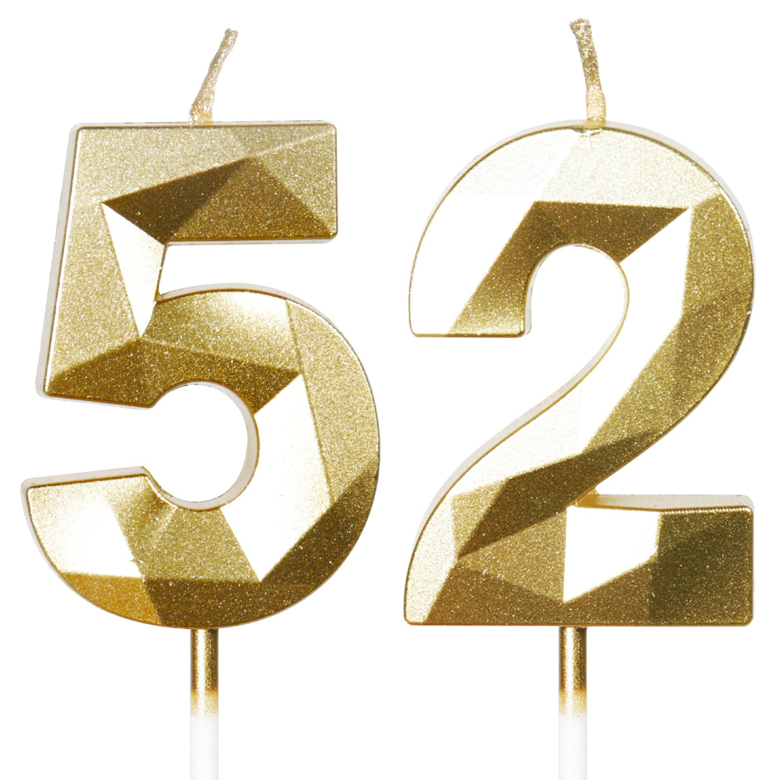 Yiran 50th Birthday Candles, Gold Number 50 Happy Birthday Candles, Cake Topper Decorations for Birthday Party, Wedding Anniversary Celebration Supply — view 175
