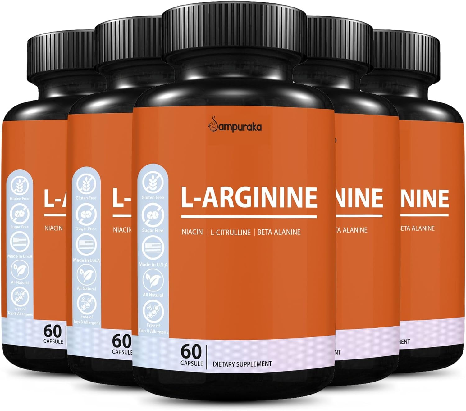 L-Arginine Capsules, High Potency Nitric Oxide Support for Muscle Pump, Vascularity and Endurance, 60 Count (2)