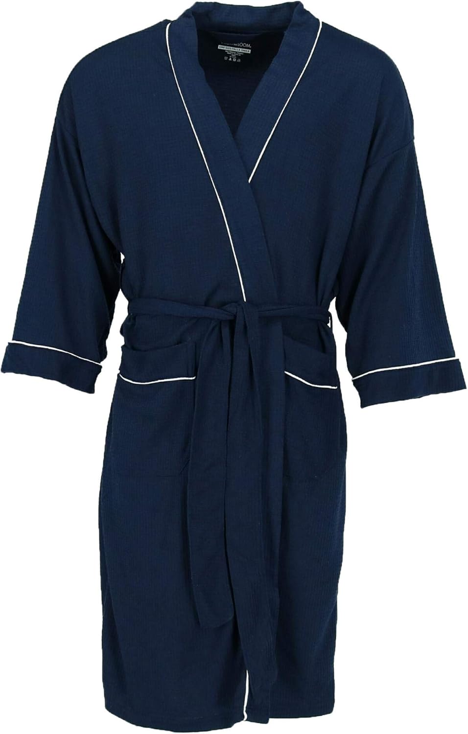 Fruit of the Loom Men's Waffle Knit Robe, Navy