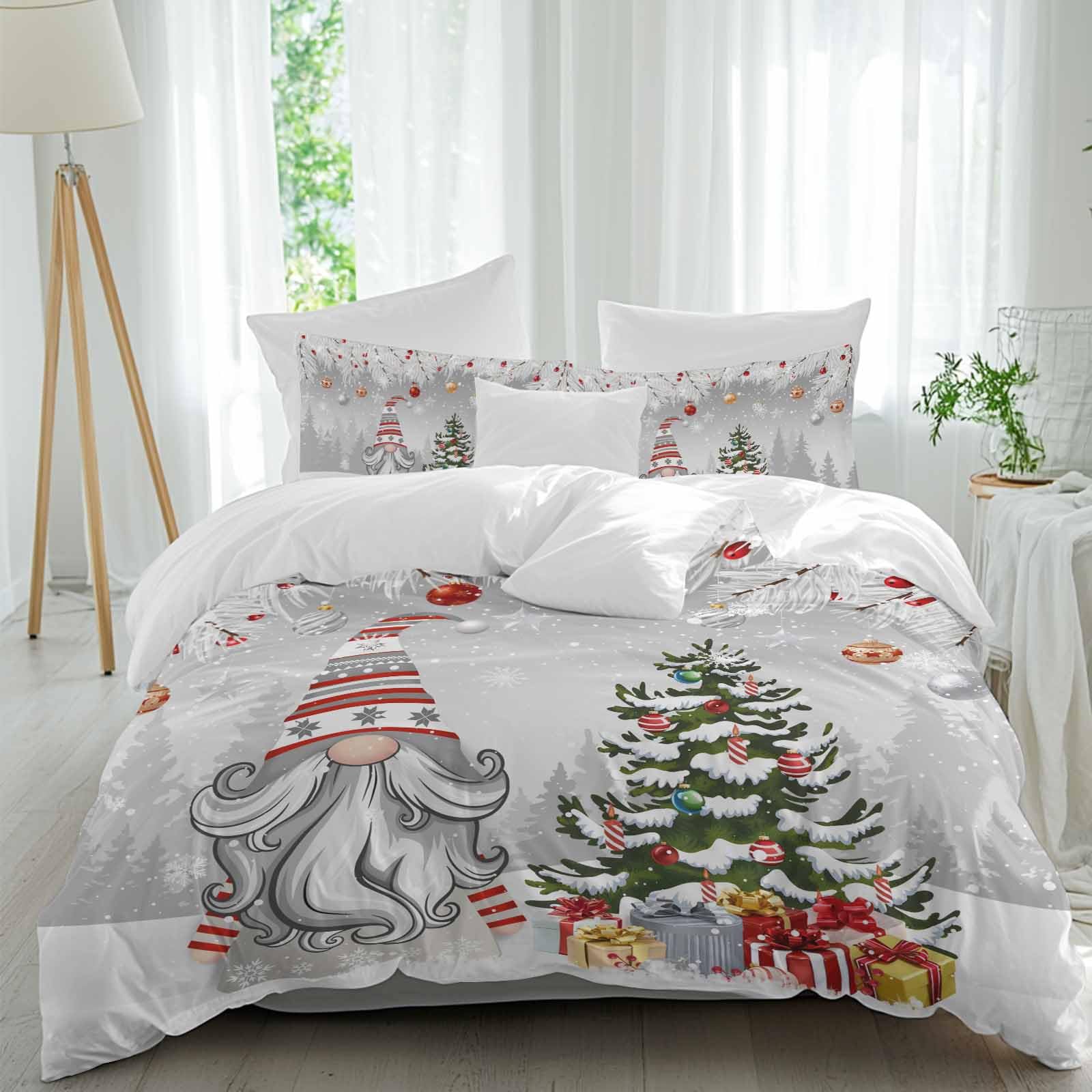 Christmas Balls Bed Duvet Cover Full Size Washed Patterned Textured Duvet Cover Sets with Zipper Tiers Microfiber Soft