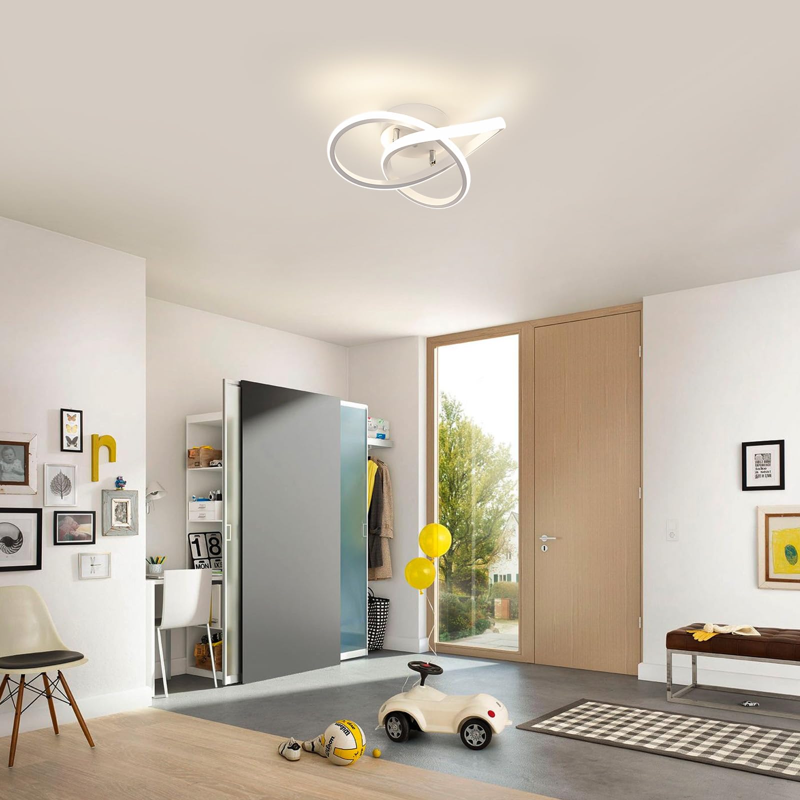 Comely Plafoniera LED Soffitto Moderna, 30W 3300LM Lampada da Soffitto LED Design Petalo, Bianco Acrilico Plafoniere per Camera da Letto Cucina Soggiorno Ufficio Balcone, 4500K Luce Naturale