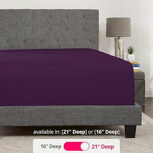 Miniatura 3 de Sábana bajera de esquinas profundas tamaño King de 21 pulgadas, ajusta perfectamente para colchón y cubrecolchón de 17 a 23 pulgadas de grosor,