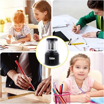 Electric Pencil Sharpener, Office Personal Super Sharp, Powerful Stall-Free Motor, (Black)