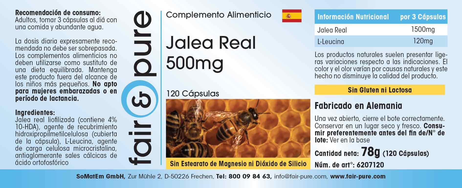 Fair & Pure® - Gelée Royale 500 mg - 120 gélules - Standardisée à 4% de 10-HDA - Lyophilisée en douceur