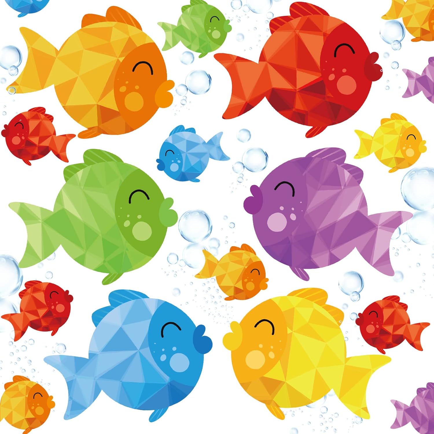 Tinlade 48 Pcs Colorful Fish Cutouts Bulk Mini Fish Accents Ocean Paper Cutouts Under the Sea Party Decorations with 100 Dots for Bulletin Board Summer Classroom Chalkboard Wall Decor, 2 Sizes