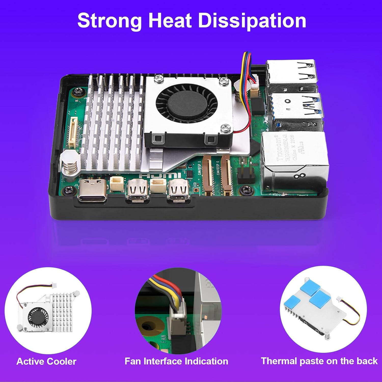 Basic Kit for Raspberry Pi 5 4GB RAM with Active Cooler, Rpi 5 4GB Single Board and ABS Case Included