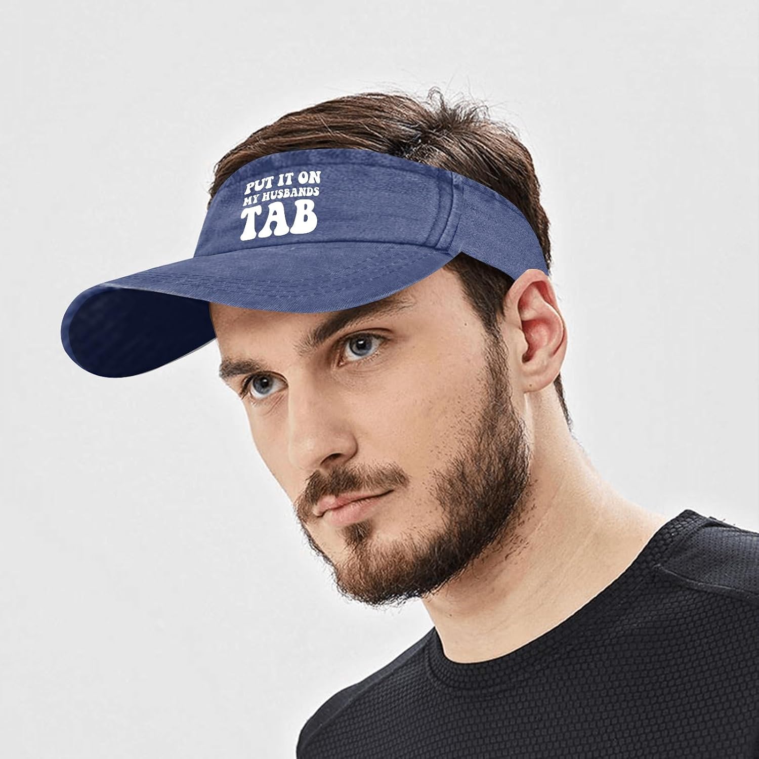 Put It On My Husbands Tab Caps Sun Visor Hat for Adult Visors Stylish Running Caps Navy, One Size-Medium