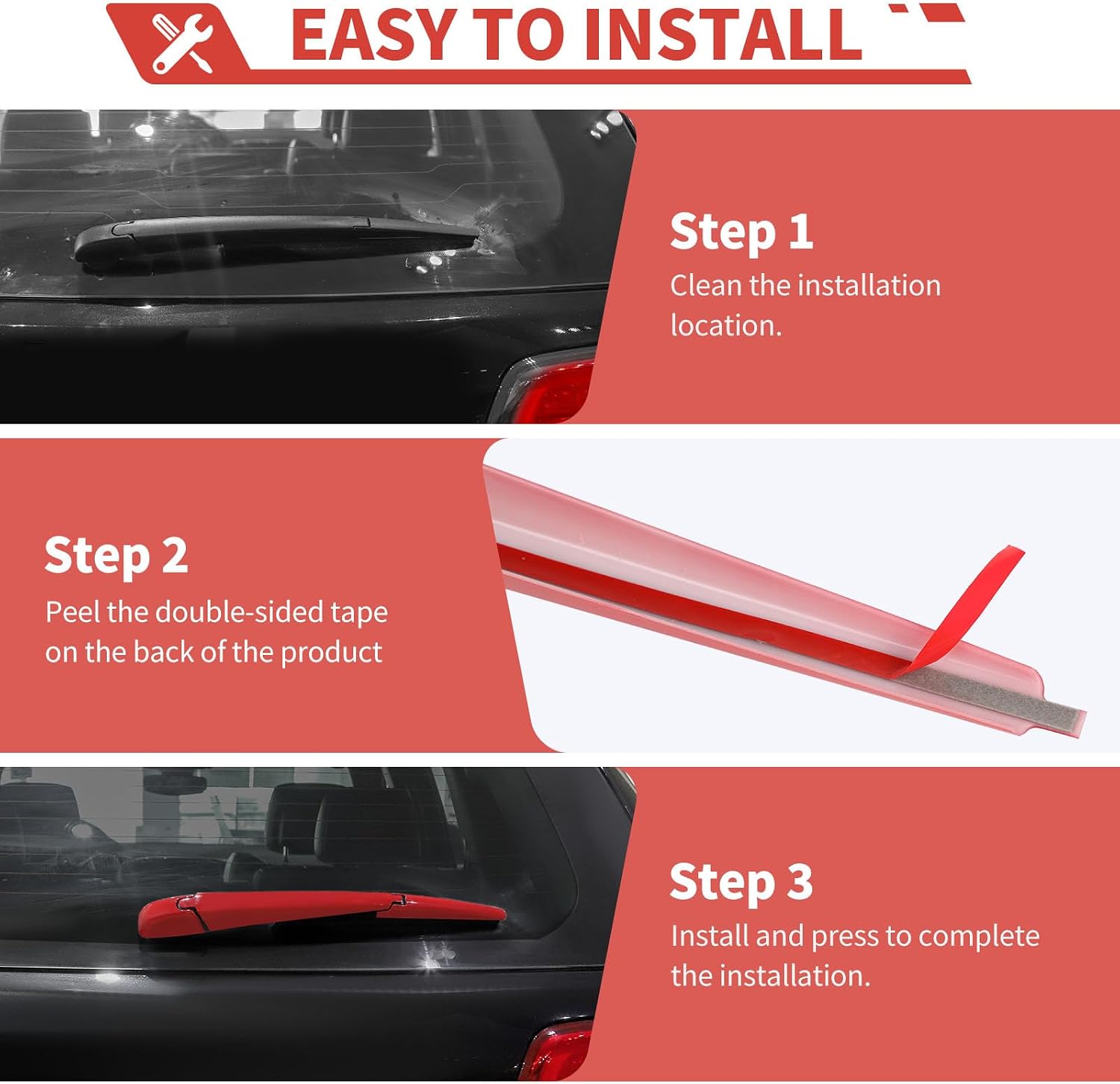 Fit for Jeep Grand Cherokee 2011-2020 Rear Window Windshield Wiper Arm Blade Cover Exterior Accessories,Red