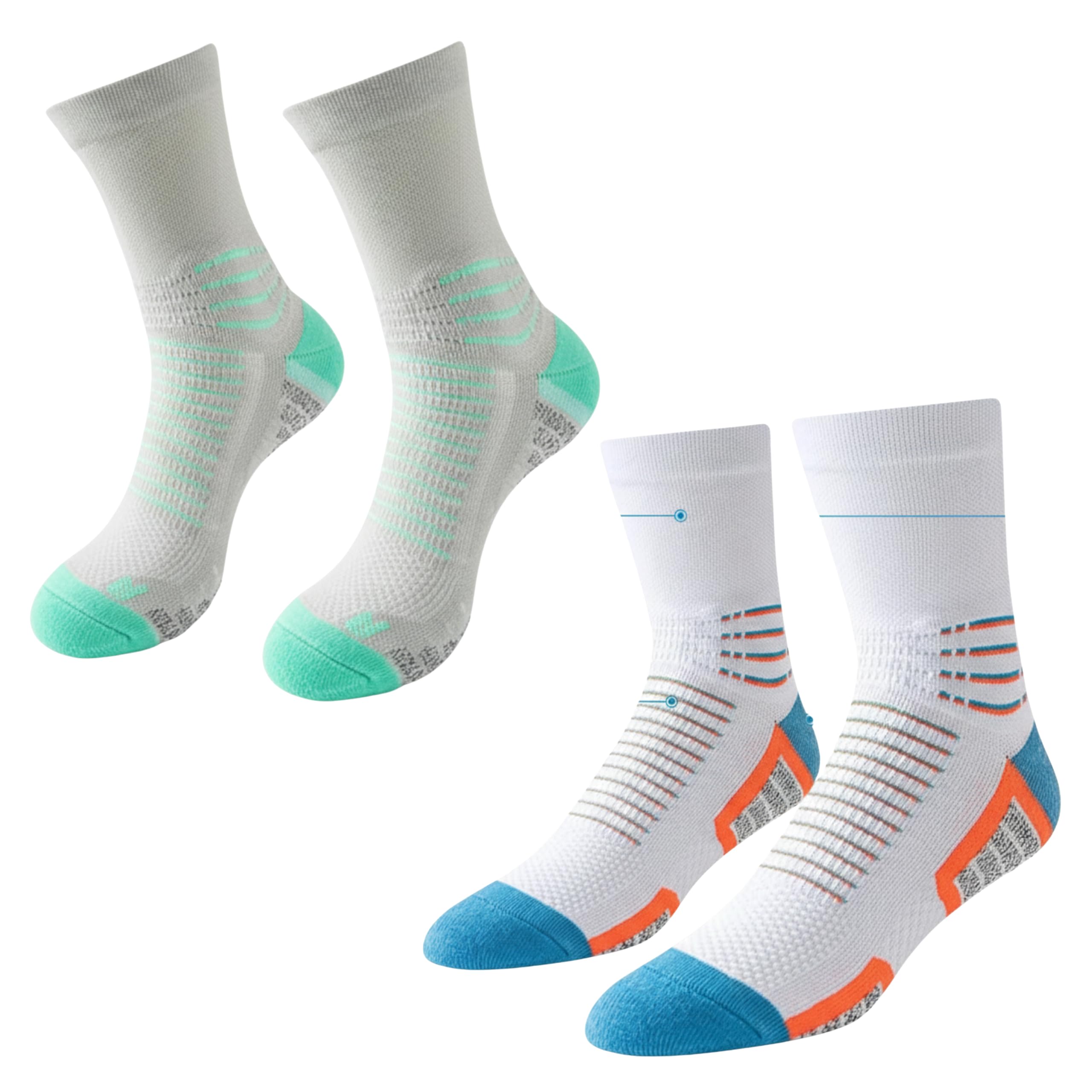 LOVELUX Crew Socks for Women & Men Circulation, Diabetic and Neropathy Pain Relief, Swelling, Neuropathy, Runner, Nurses, Travel, Pregnancy, Flying - Pack of 2- (Cyan+ Blue)