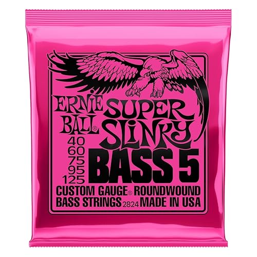 Ernie Ball 5-String Super Slinky Nickel Wound Bass Guitar Strings, 40-125 Gauge (P02824)