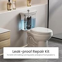 Vista 2 de R&T Válvula de descarga doble de 2 pulgadas con botón superior Kit de reparación de inodoro Tanque interior Kit de repuesto de válvula de descarga