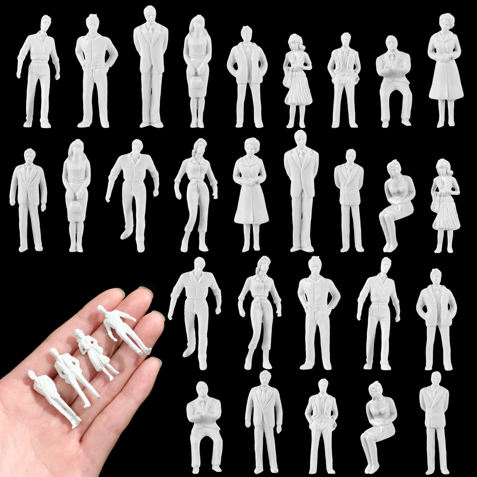Namalu 30 Pcs Tiny People Figures Miniature 1: 150 Scale Unpainted
